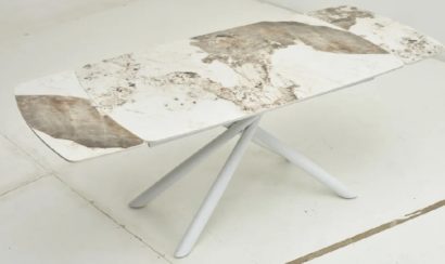 Стол РИВОЛИ (RIVOLI) 140 цвет ПАНДОРА (GLOSS LUXURY PANDORA SOLID CERAMIC) / БЕЛЫЙ, ®DISAUR — фото 5