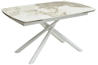 Стол РИВОЛИ (RIVOLI) 140 цвет ПАНДОРА (GLOSS LUXURY PANDORA SOLID CERAMIC) / БЕЛЫЙ, ®DISAUR — фото 1