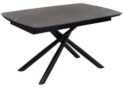 Стол РИВОЛИ (RIVOLI) 140 цвет ЧЕРНЫЙ МРАМОР (MATT BLACK MARBLE SOLID CERAMIC) / ЧЕРНЫЙ, ®DISAUR — фото 1