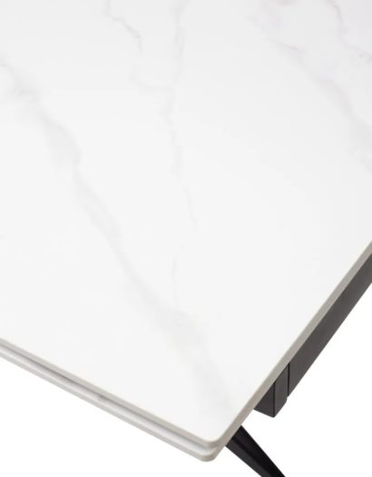 Стол FORIO 160 MATT WHITE MARBLE SINTERED STONE/ BLACK — фото 7