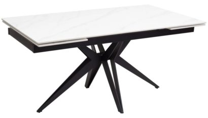 Стол FORIO 160 MATT WHITE MARBLE SINTERED STONE/ BLACK — фото 1