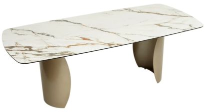 Стол БРОНТЕ (BRONTE) 220 цвет KL-188 Контрастный мрамор матовый, итал. керамика/ ШАМПАНЬ, ®DISAUR — фото 2