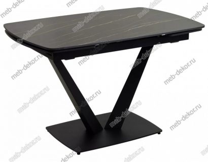 Стол ALATRI 120 MATT GOLDEN BLACK SINTERED STONE / BLACK — фото 1