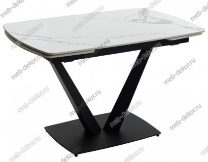 Стол ALATRI 120 MATT WHITE MARBLE SINTERED STONE / BLACK — фото 1