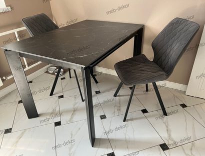 Стол CORNER 120 MATT BLACK MARBLE SOLID CERAMIC / BLACK — фото 8
