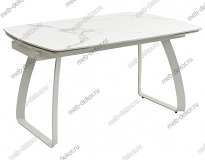 Стол LUGO 140 GLOSS STATUARIO WHITE SINTERED STONE/ WHITE — фото 1