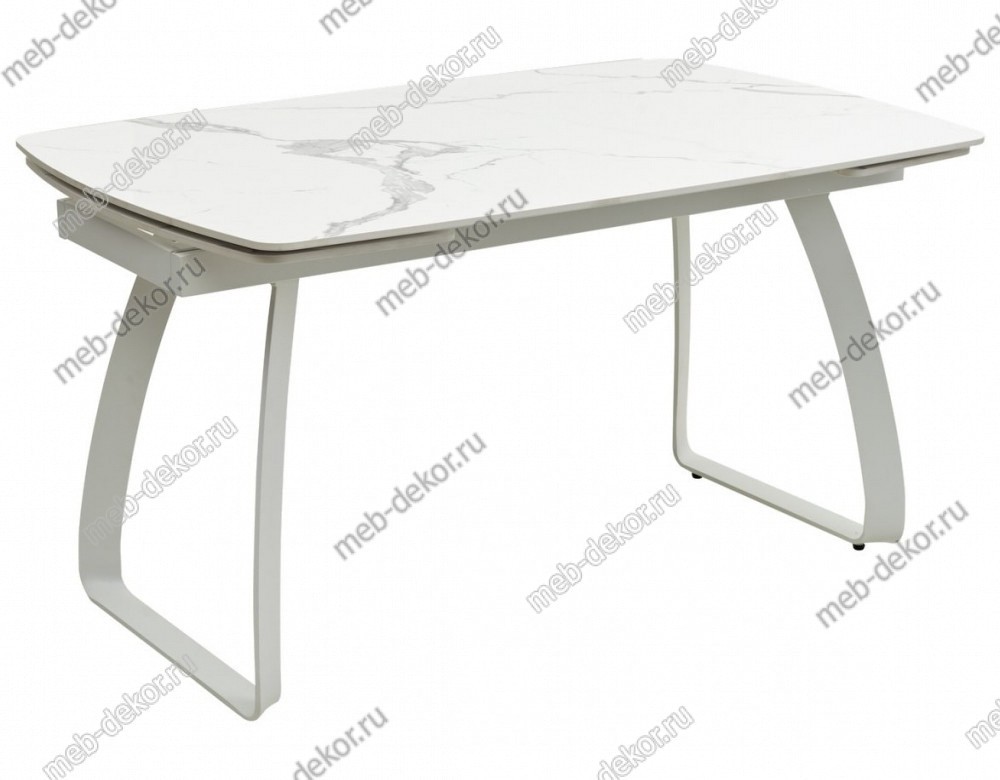 Стол LUGO 140 GLOSS STATUARIO WHITE SINTERED STONE/ WHITE
