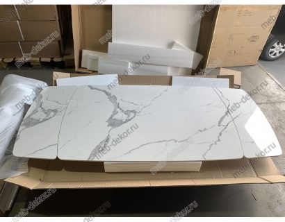 Стол LUGO 140 GLOSS STATUARIO WHITE SINTERED STONE/ WHITE — фото 3