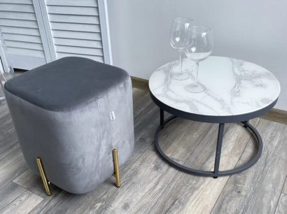 Пуф для гостиной ARES BLUVEL-14 GREY / GOLD — фото 3