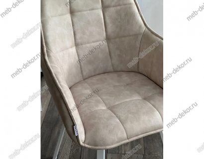 Стул MAVERICK HK007-01 Светло-бежевый, PU / белый каркас, поворот.360 град. — фото 2