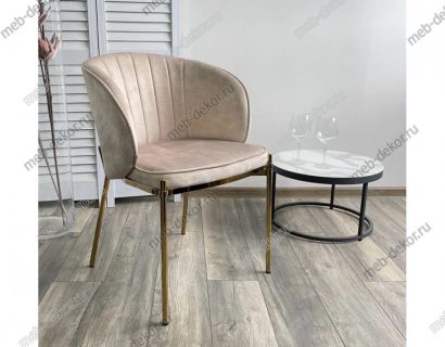 Стул DIANA VBP206 античный светло-бежевый/ золотой каркас — фото 2