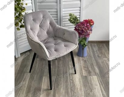 Стул TROY BLUVEL-03 LIGHT GREY, велюр/ черный каркас — фото 5