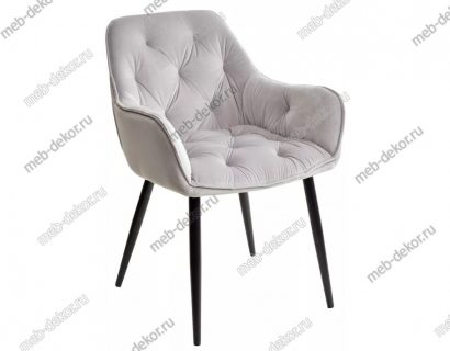 Стул TROY BLUVEL-03 LIGHT GREY, велюр/ черный каркас — фото 1