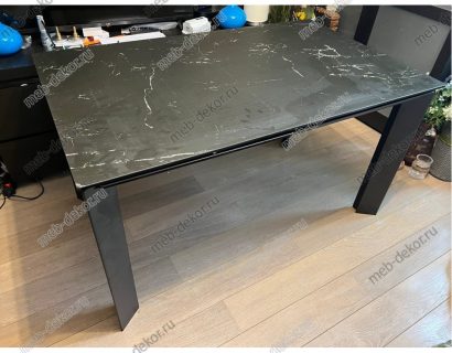 Стол CREMONA 140 KL-116 Черный мрамор матовый, итальянская керамика/ черный каркас — фото 2