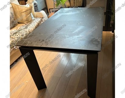 Стол CREMONA 140 KL-116 Черный мрамор матовый, итальянская керамика/ черный каркас — фото 3