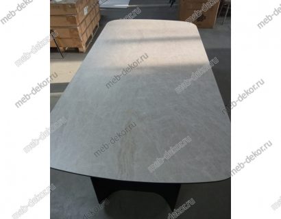 Стол НОРД (NORD) 200 цвет TL-102 Бежевый мрамор, испанская керамика / ЧЕРНЫЙ, ®DISAUR — фото 2