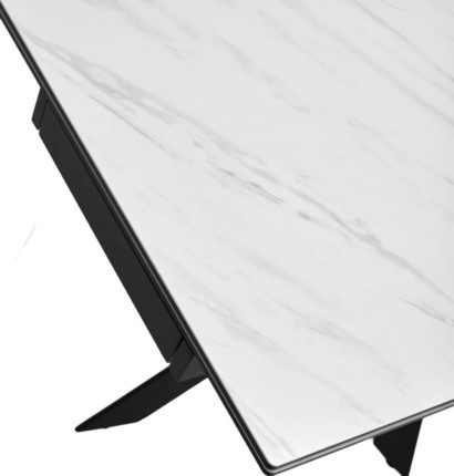 Стол BELLUNO 160 MARBLES KL-99 Белый мрамор матовый, итальянская керамика/ черный каркас — фото 2