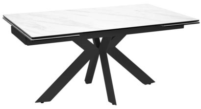 Стол BELLUNO 160 MARBLES KL-99 Белый мрамор матовый, итальянская керамика/ черный каркас — фото 1