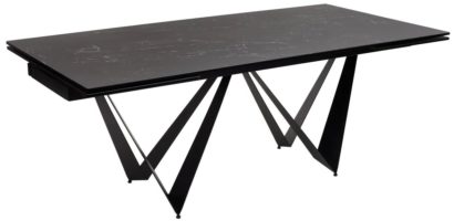 Стол RIETI 200 NERO KL-116 Черный мрамор матовый, итальянская керамика/ черный каркас — фото 1