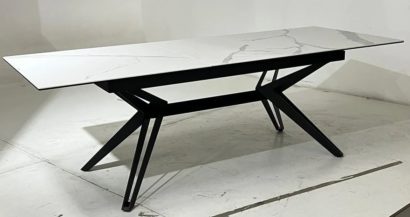 Стол URBINO 180 MATTE STATUARIO Белый мрамор матовый, керамика/ черный каркас — фото 6