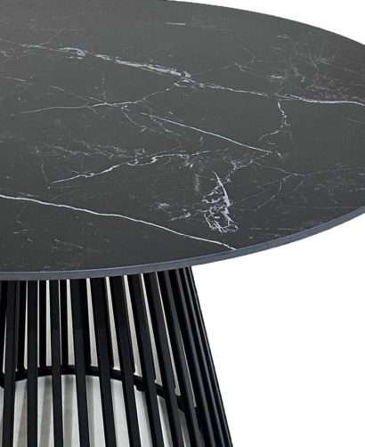 Стол ТЕРНИ (TERNI) 120 ЧЕРНЫЙ МРАМОР (MATT BLACK MARBLE SOLID CERAMIC), керамика/ ЧЕРНЫЙ, ®DISAUR — фото 3
