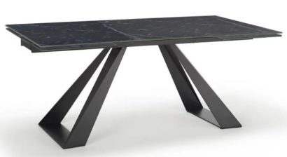 Стол FONDI 180 MARBLES NERO KL-116 Черный мрамор матовый, итальянская керамика/ черный каркас — фото 1