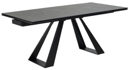 Стол FONDI 180 MARBLES NERO KL-116 Черный мрамор матовый, итальянская керамика/ черный каркас — фото 2