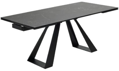 Стол FONDI 180 MARBLES NERO KL-116 Черный мрамор матовый, итальянская керамика/ черный каркас — фото 5