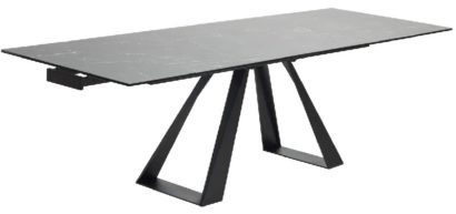 Стол FONDI 180 MARBLES NERO KL-116 Черный мрамор матовый, итальянская керамика/ черный каркас — фото 9