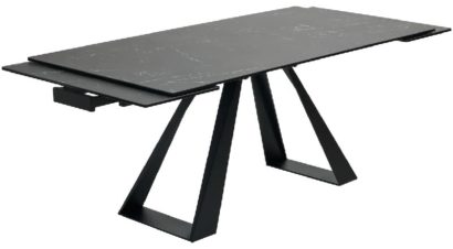 Стол FONDI 180 MARBLES NERO KL-116 Черный мрамор матовый, итальянская керамика/ черный каркас — фото 6