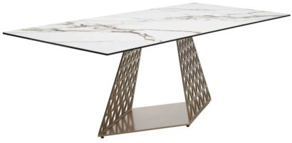 Стол ENNA 220 KL-188 Контрастный мрамор матовый, итальянская керамика/ каркас цвета шампань — фото 1