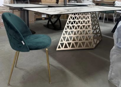 Стол ENNA 220 KL-188 Контрастный мрамор матовый, итальянская керамика/ каркас цвета шампань — фото 10