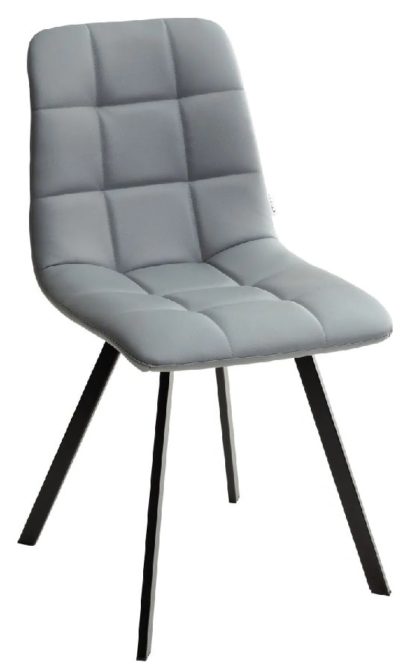 Стул CHILLI SQUARE HK017-12 серый джинсовый, PU/ черный каркас — фото 1
