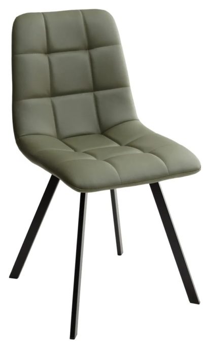 Стул CHILLI SQUARE HK017-22 серо-эвкалиптовый, PU/ черный каркас — фото 1