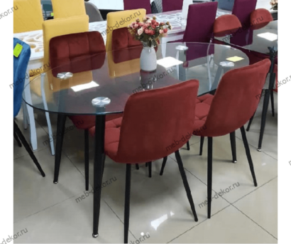Обеденная группа KASSEL и 4 стула CHILLI G062-36 бургунди, велюр — фото 1