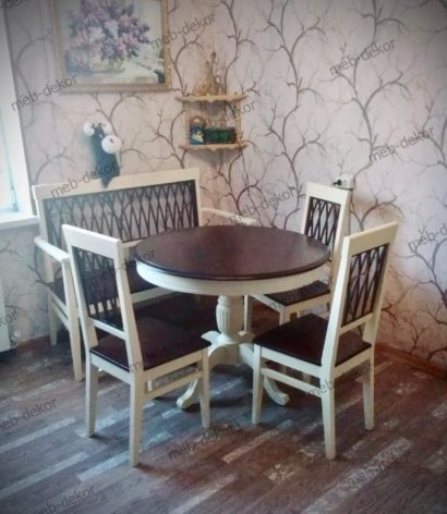 Скамья Кристиан, Комби 3 (Слоновая кость+орех темный) — фото 3