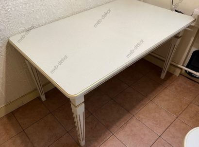 Стол обеденный Васко В 87Н 150/200х90 слоновая кость с золотой патиной — фото 7