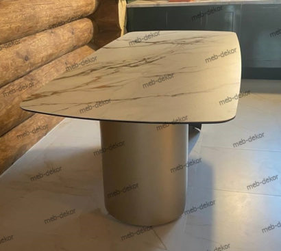 Стол БРОНТЕ (BRONTE) 220 цвет KL-188 Контрастный мрамор матовый, итал. керамика/ ШАМПАНЬ, ®DISAUR — фото 4