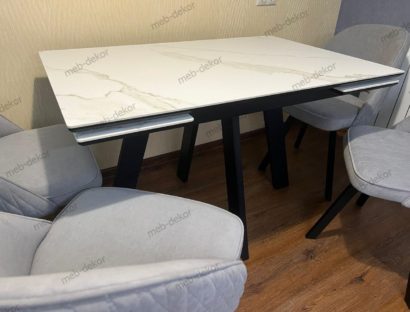 Стул ДУНА (DUNA) 360 град. поворот. B22 Серый, велюр / черный каркас — фото 7