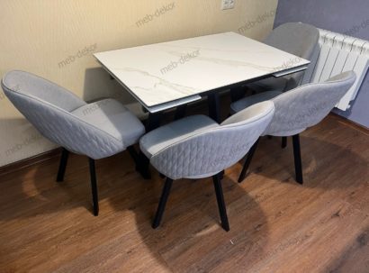 Стул ДУНА (DUNA) 360 град. поворот. B22 Серый, велюр / черный каркас — фото 6