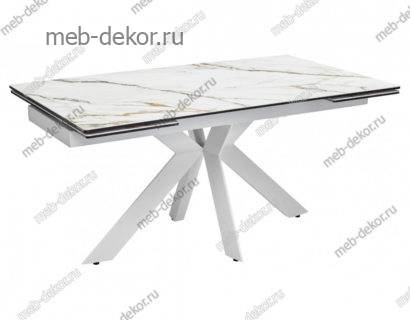 Стол BELLUNO 160 KL-188 Контрастный мрамор матовый, итальянская керамика/ белый каркас — фото 1