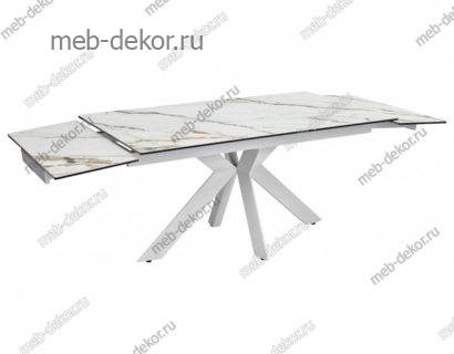 Стол BELLUNO 160 KL-188 Контрастный мрамор матовый, итальянская керамика/ белый каркас — фото 5