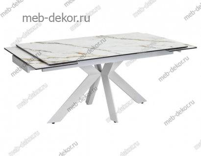 Стол BELLUNO 160 KL-188 Контрастный мрамор матовый, итальянская керамика/ белый каркас — фото 6