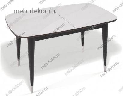 Стол Kenner K1250 раздвижной, стеклянный, венге - белый глянец — фото 1