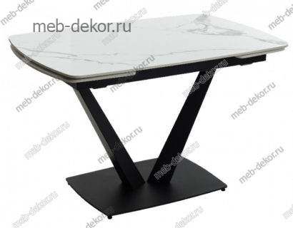 Стол ALATRI 120 SINTERED STONE GLOSS STATUARIO WHITE / BLACK — фото 1