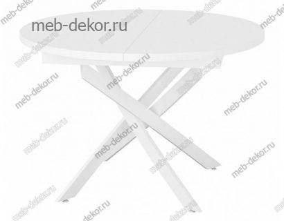 Стол DikLine RDBS110Х стекло белое сатин белый/опоры R90 белые — фото 1