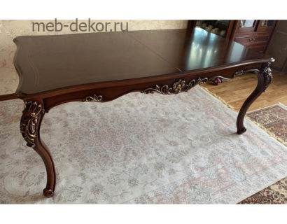 MK-2723-BG. Стол обеденный, раскладной на 4-х ножках Глория, Тёмный орех с золотом — фото 1