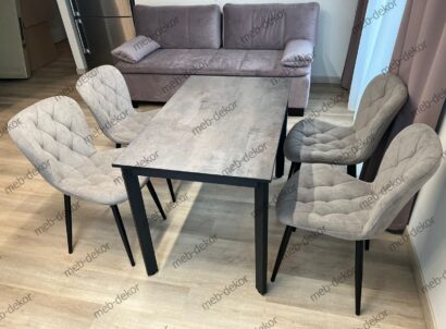 Обеденная группа L110 ХБ и 4 стула 303 B5 LATTE черный каркас — фото 3
