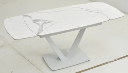 Стол АЛАТРИ (ALATRI) 120 цвет БЕЛЫЙ МРАМОР ГЛЯНЦ. (GLOSS STATUARIO WHITE), керамика / БЕЛЫЙ — фото 2