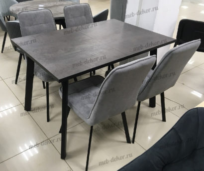 Обеденная группа HB120/HB140 ХБ и 4 стула B22 GREY /ножки черные — фото 1